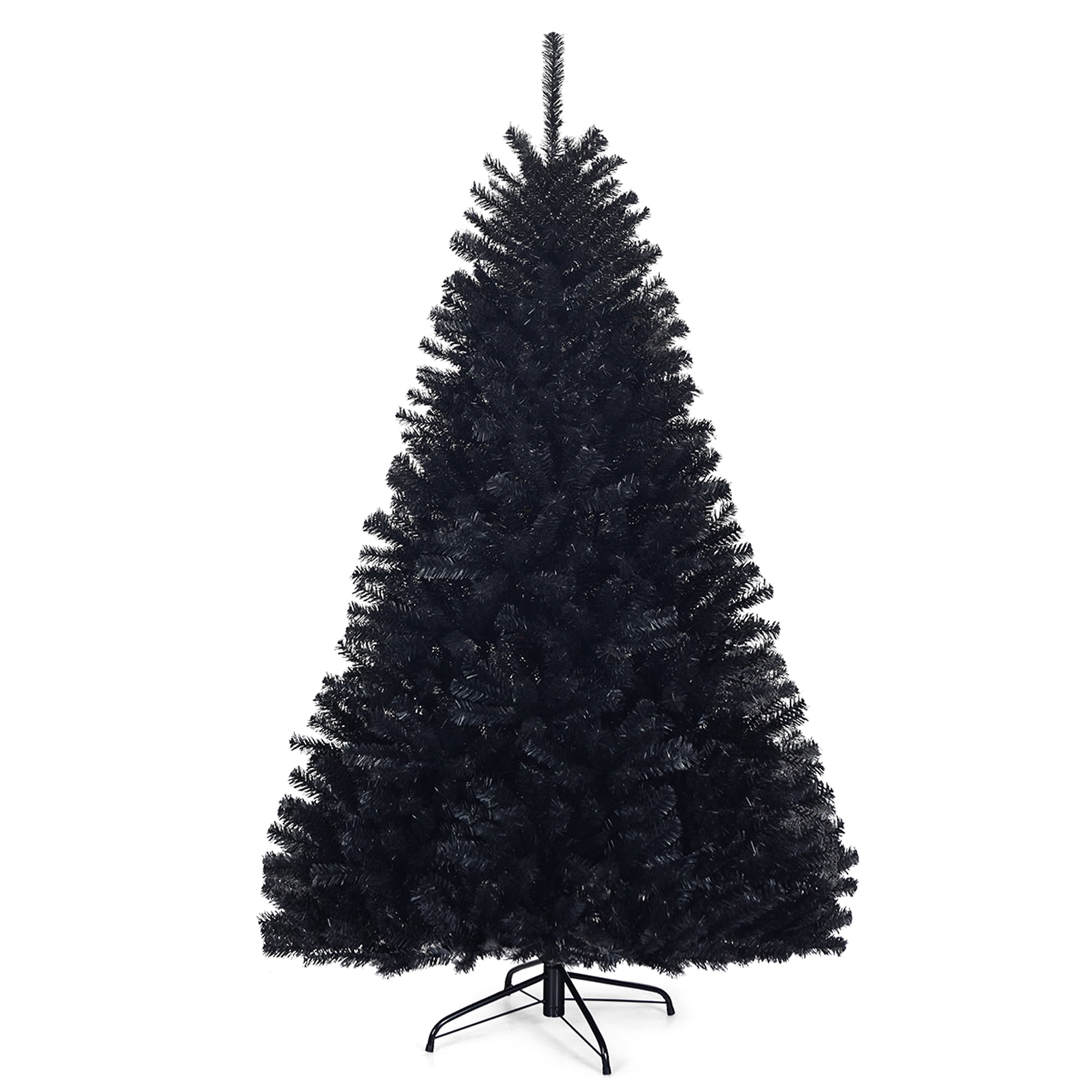 Gymax 6FT Artificial Halloween Christmas Tree Hinged Pine Tree Holiday Decoration Black