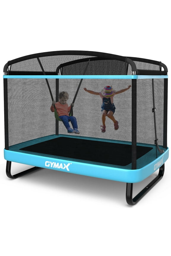 6FT Recreational Kids Trampoline W/Swing Safety Enclosure Indoor/Outdoor Blue
