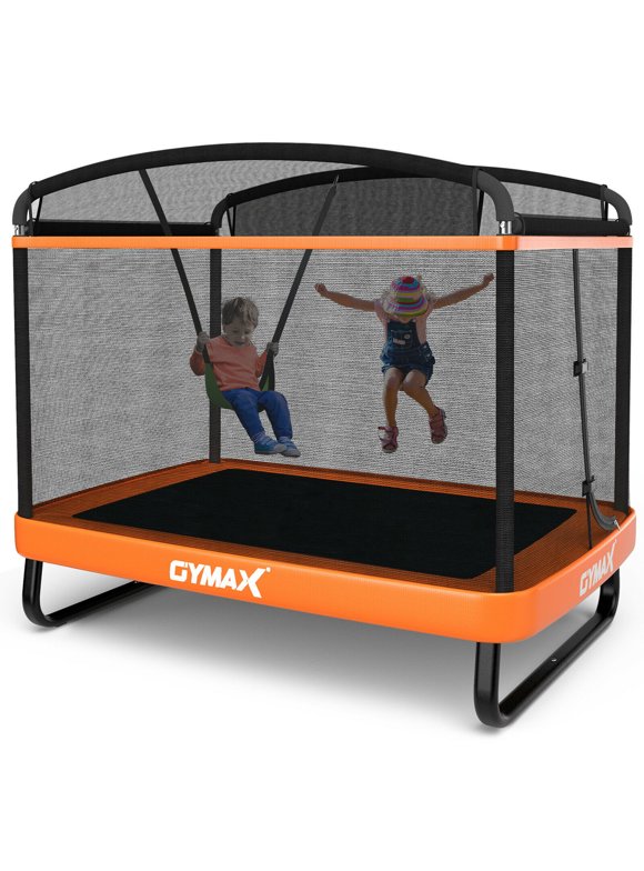 Mini Trampoline for Kids with Safety Enclosure - Orange