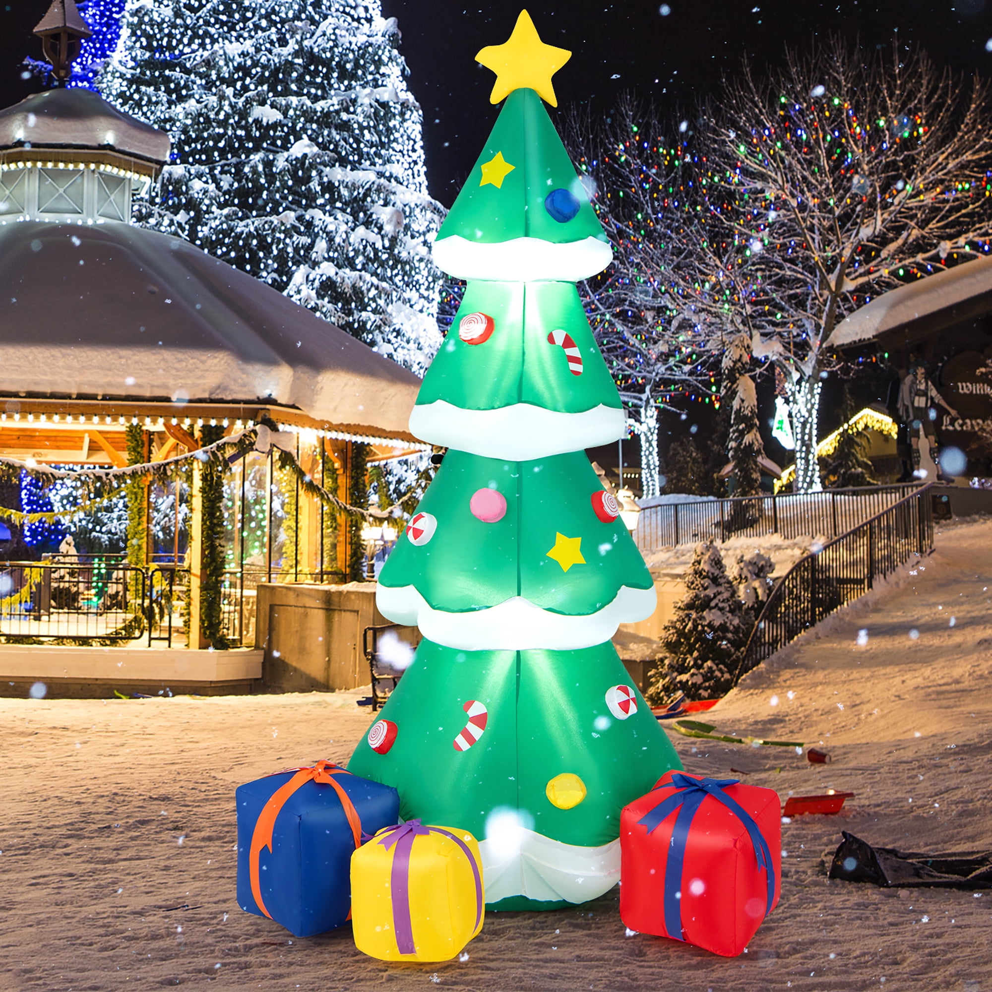 Gymax 6FT Tall Inflatable Blow up Christmas Tree Holiday Decor Tree w