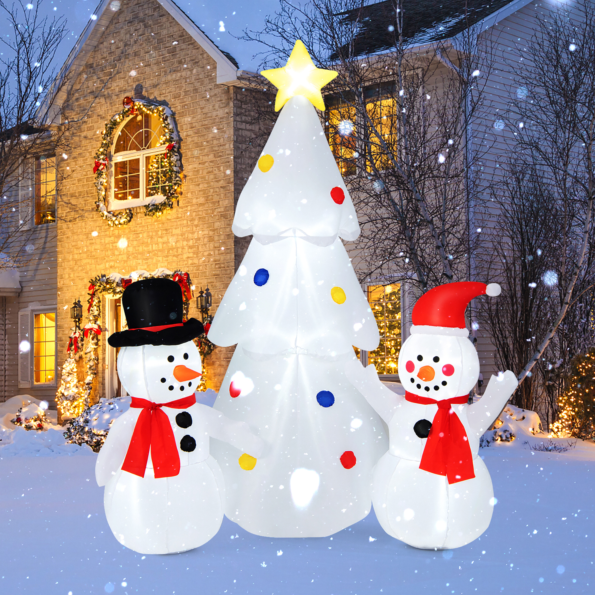 Gymax 6FT Tall Inflatable Lighted Blow up Tree Christmas Decor Tree w