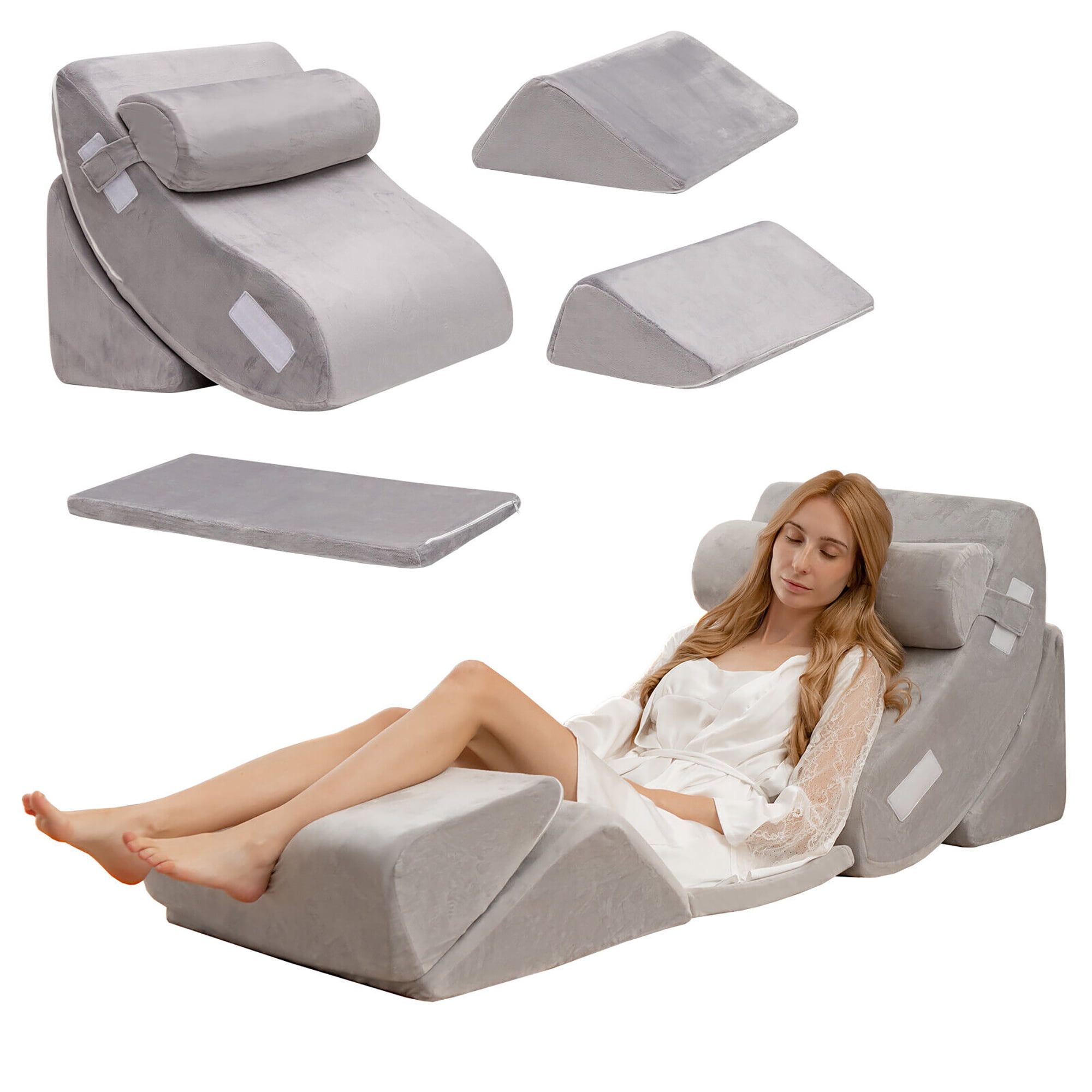 Memory Foam Bed Wedge Pillow Set For Back Leg And Knee - Temu