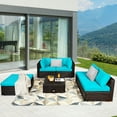 thumbnail image 1 of Gymax 6PCS Rattan Patio Sectional Sofa Set Outdoor Furniture Set w/ Turquoise Cushions, 1 of 10