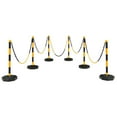thumbnail image 1 of Gymax 6PCS Traffic Delineator Pole Safety Caution Barrier w/ 5ft Link Chains Yellow & Black, 1 of 10