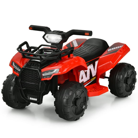 Gymax 6V 4 Wheels ATV Quad Ride On Car Kids Ride-On Toy w/ Music Horn LED Light Red