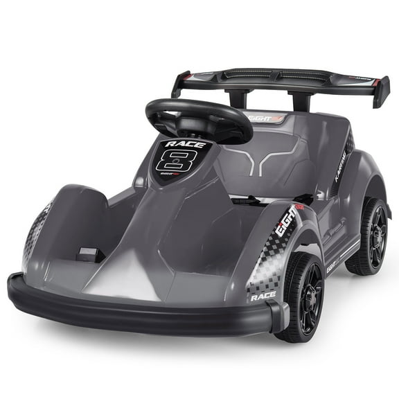 Gymax 6V Battery Powered Go Kart Kids Ride On 4 Wheel Racer RC w/ Bumper & Music Black