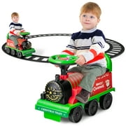 Gymax 6V Electric Kids Ride On Train Motorized Train Toy w/ Track & 6 Wheels Green