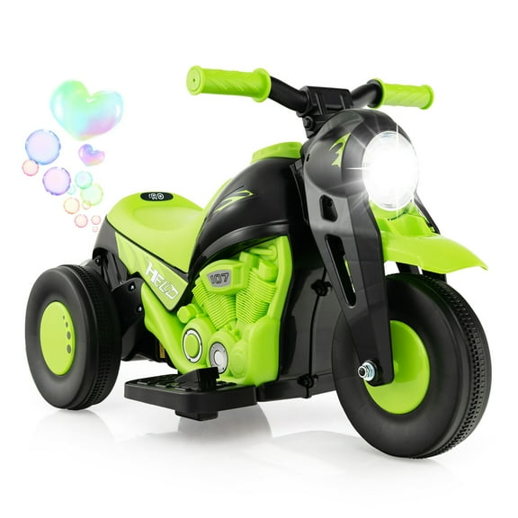 Gymax 6V Kids Bubble Car Electric Ride on Motorcycle w/ Music Button & LED Headlight Green