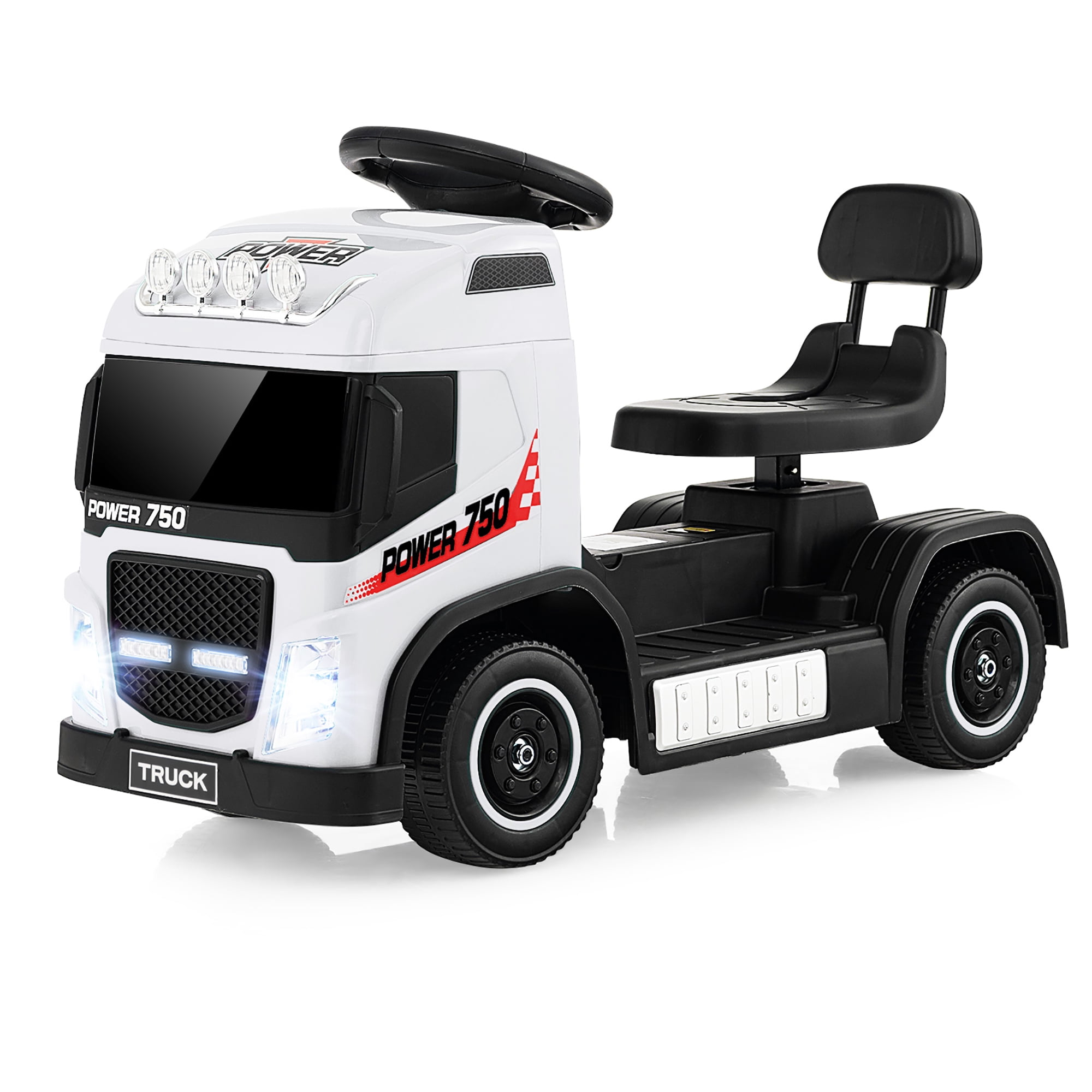 Gymax 6V Kids Electric Rideon Truck Battery Powered Rideon Toy w/ LED Lights White