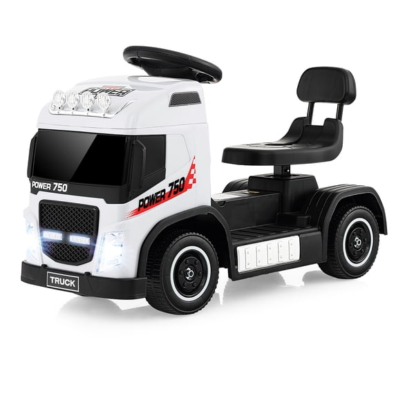 Gymax 6V Kids Electric Ride-on Truck Battery Powered Ride-on Toy w/ LED Lights White
