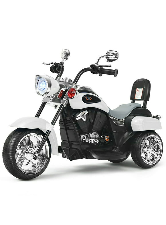 Gymax 6V Kids Ride On Chopper Motorcycle 3 Wheel Trike with Headlight White
