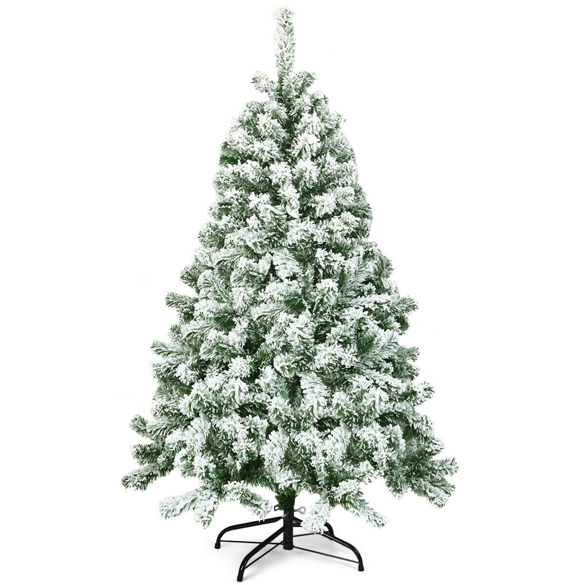 6FT Snow Flocked Pine Artificial Christmas Tree with Metal Stand