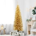thumbnail image 1 of Gymax 6ft Pencil Artificial Christmas Tree Electroplate Pencil Tree (Champagne), 1 of 9