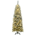 thumbnail image 1 of Gymax 6ft Pre-lit Pencil Snow Flocked Pencil Christmas Tree Holiday Decoration, 1 of 10
