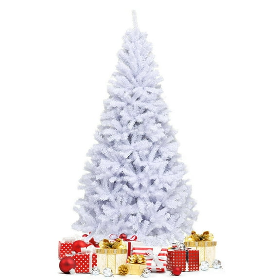 Gymax 6ft White Christmas Tree ClassGymaxic Pine Tree PVC Material Thicken Tips(White)