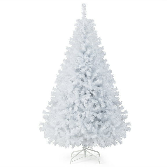 Gymax 6ft White Christmas Tree Classic Pine Tree PVC Material Thicken Tips(White)