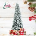 thumbnail image 1 of Gymax 7.5 FT Artificial Slim Christmas Tree Unlit Snow-Flocked Xmas Pencil Tree, 1 of 10