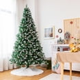 thumbnail image 1 of Gymax 7.5 FT Artificial Snow Flocked Christmas Tree Hinged Xmas Tree w/ Pine Cones, 1 of 10