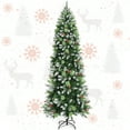 thumbnail image 1 of Gymax 7.5 FT Artificial Snow Sprayed Pencil Christmas Tree Unlit Hinged Xmas Tree, 1 of 10