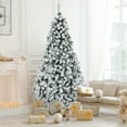 thumbnail image 1 of Gymax 7.5 FT Pre-Lit Christmas Tree Snow Flocked Hinged Pine Tree w/ Metal Stand, 1 of 10