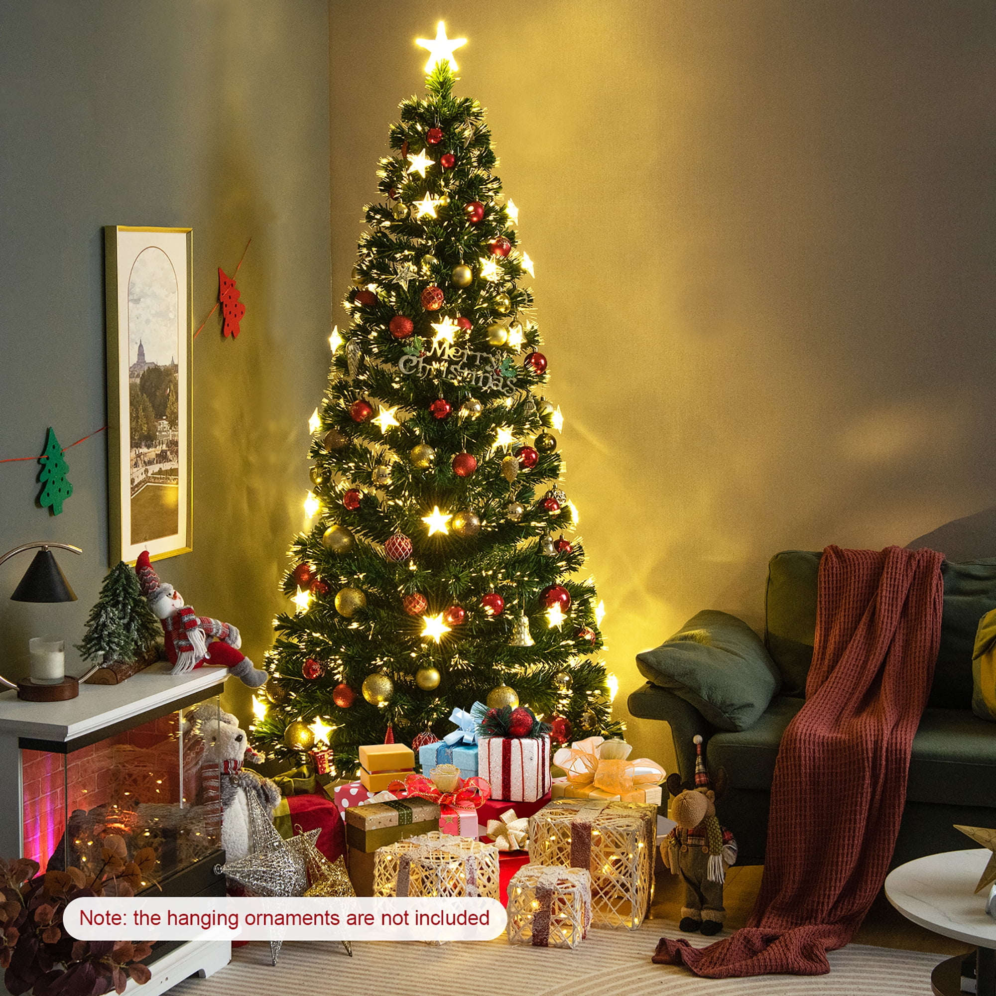 Gymax 7 FT Fiber Optic Artificial Christmas Tree Lighted Christmas Tree