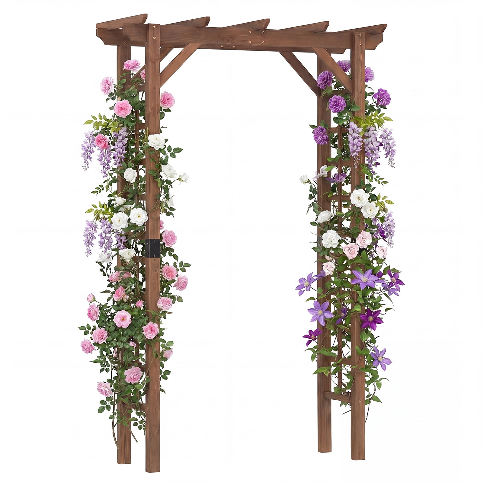 Gymax 7 FT Garden Arch Wooden Arbor Outdoor Wood Trellis for Climbing ...