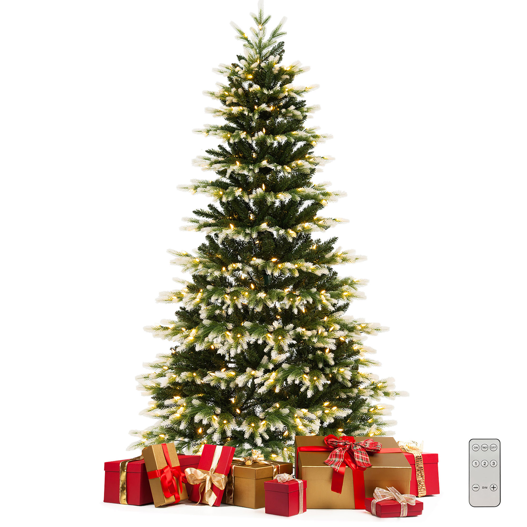 Goplus 9ft Pre-Lit Artificial Christmas Tree With 690 LED Lights - Multi-Color & Warm White, 9 Modes, Hinged Branches