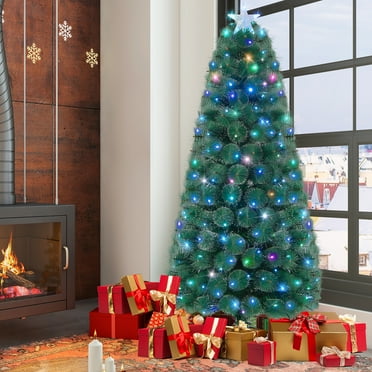 Gymax 7 FT Pre-Lit Fiber Optic Christmas Tree Artificial Christmas Tree w/ 226 LED Lights