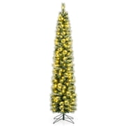 Gymax 7 FT Pre-Lit Pencil Artificial Christmas Tree w/150LED Warm White Lights 8 Modes