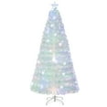 thumbnail image 1 of Gymax 7 FT Pre-lit Optical Fiber Christmas Tree White Xmas Tree w/ 48 Colorful LED Lights, 1 of 10