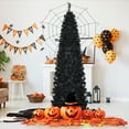 thumbnail image 1 of Gymax 7 ft Artificial PVC Slim Pencil Christmas Tree Pre-lit Black Halloween Tree, 1 of 10