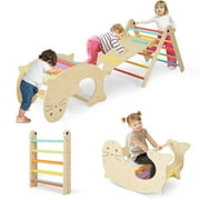 Gymax 7-in-1 Indoor Climbing Toys for Toddlers w/ Reversible Ramp Sea Lion Rocker
