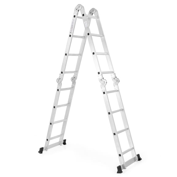 Gymax 7-in-1 Multifunctional Ladder w/Safe Locking Hinge & Anti-Skid Footpads for Home