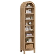 Gymax 71 Tall Arched Bookcase 8-Tier Modern Arch Bookshelf w/ 3 Adjustable Shelves