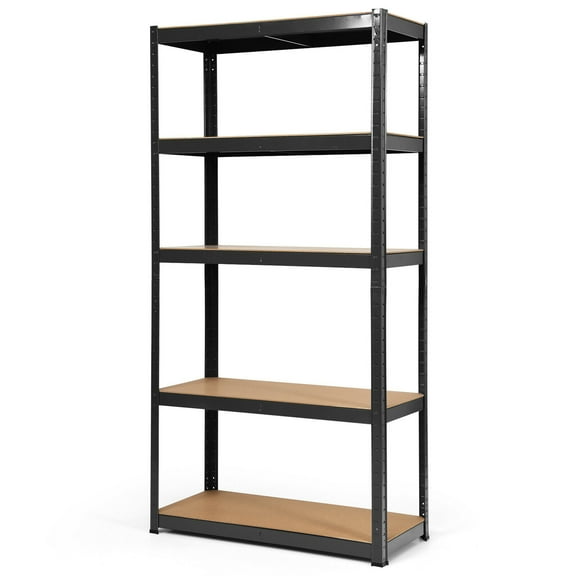 Gymax 72'' Metal 5-Tier Garage Storage Rack Shelf Adjustable Freestanding Black