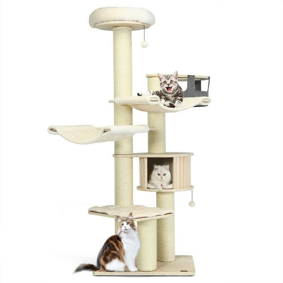 Gymax 77.5'' Cat Tree Condo Multi-Level Kitten Activity Tower w/ Sisal Posts