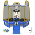 thumbnail image 1 of Gymax 7FT Kids Recreational Trampoline w/Ladder & Slide Ocean Ball Indoor Outdoor Blue, 1 of 9