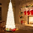 thumbnail image 1 of Gymax 7FT Pre-Lit Slim Pencil Christmas Tree Full Artificial Tree w/ LED Lights, 1 of 10