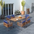 thumbnail image 1 of Gymax 7PCS Acacia Wood Patio Dining Set Cushioned Dining Chair & Table Set w/ Umbrella Hole, 1 of 7