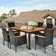 thumbnail image 1 of Gymax 7PCS Rattan Outdoor Dining Set Patio Furniture Set w/ Cushions Umbrella Hole, 1 of 10
