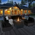 thumbnail image 1 of Gymax 7PCS Rattan Patio Sectional Furniture Set w/ 30'' Fire Pit Table & Black Cushion, 1 of 6