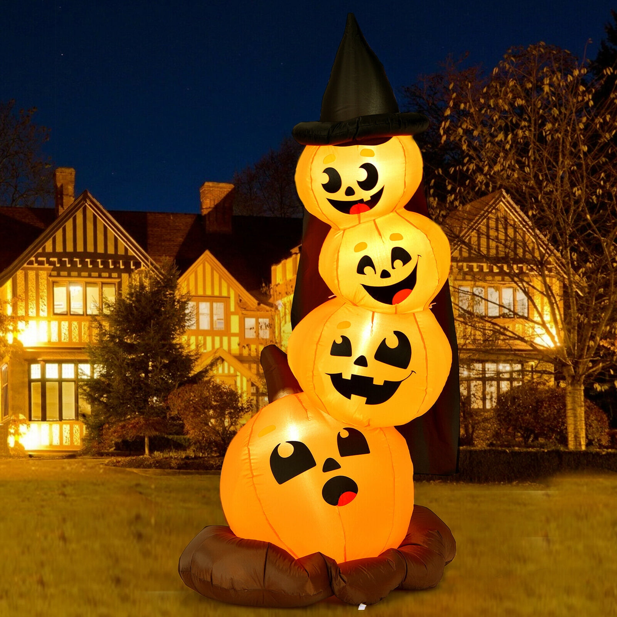 Pumkin Inflatable Gymax Large 7ft Outdoor Inflatable Pumpkin Combo Halloween Yard ...