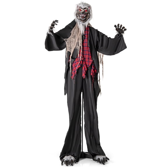Gymax 8.2 Ft Halloween Animatronics Sound-activated Werewolf w/ Light-up Eyes & Scary Sounds