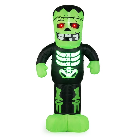 Gymax 8.4 Ft Tall Inflatable Halloween Decoration LED-lit Inflatable Green Zombie