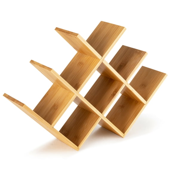 Gymax 8-Bottle Wine Rack Bottle Holder Bamboo Storage Shelf Countertop Freestanding