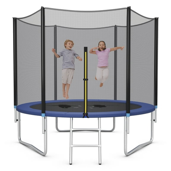 Gymax 10 FT Outdoor Trampoline Bounce Combo W/Safety Closure Net Ladder