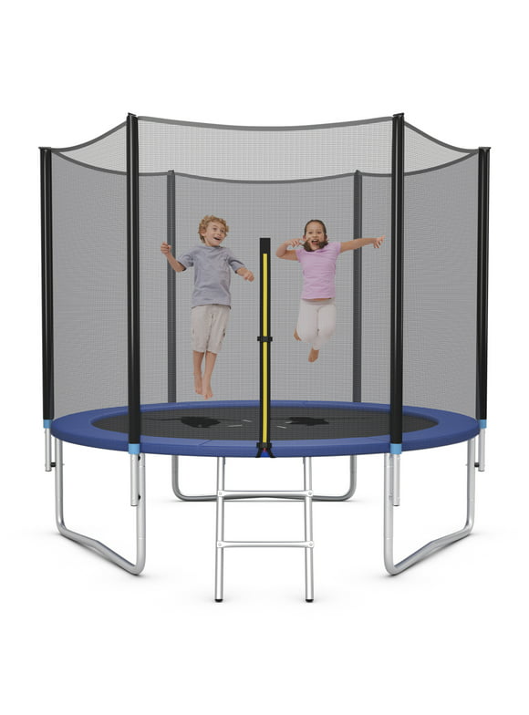 Gymax 8 FT Outdoor Trampoline Bounce Combo W/Safety Closure Net Ladder
