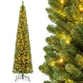 thumbnail image 1 of Gymax 8 FT Pencil Christmas Tree w/671 Memory Wire Branch Tips 250 LED Lights for Home, 1 of 10