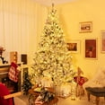 thumbnail image 1 of Gymax 8 FT Pre-Lit Snow-Flocked Xmas Tree 3-Minute-Setup Artificial Hinged Christmas Tree, 1 of 10