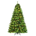 thumbnail image 1 of Gymax 8 FT Pre-lit Artificial Christmas Tree Hinged Xmas Tree w/ LED Lights, 1 of 10